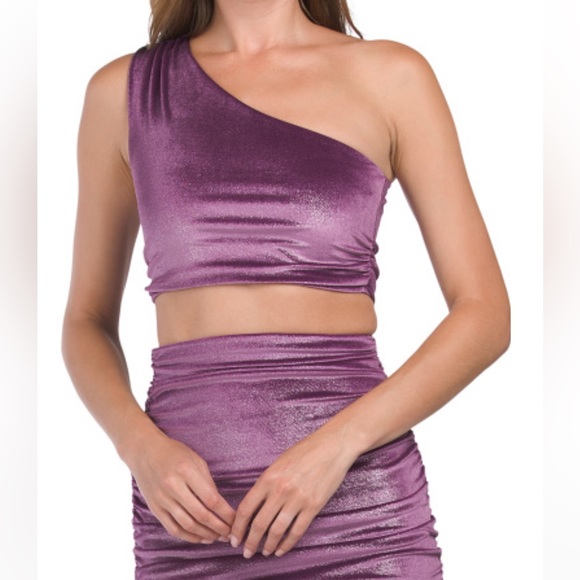 NWT, SUSANA MONACO, Women’s Velvet Shimmer One Shoulder Crop Top - Picture 1 of 3